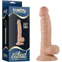 Lovetoy Real Extreme - dildo met balzak en zuignap voor de G‑plek - 19 cm (natuurkleur)