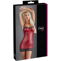 Cotelli Collection Mini Halterjurk met Kant - Metallic Rood