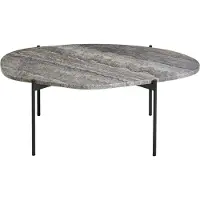 Woud La Terra Salontafel Grijs L: 95 Cm - Salontafels Travertijn Grey - 110575