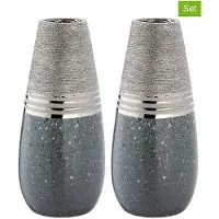 Gilde Magma Vaas Zilver- Kegelvormig -30 cm