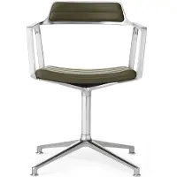 Vipp 452 Draaistoel Met Voeten Gepolijst Aluminium / Groen - Bureaustoelen Leer Green - 45231G01V2