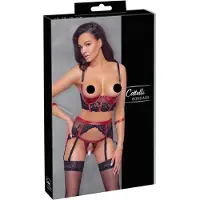 Cottelli Bondage - Mat, kanten borsthefferset (rood) - M