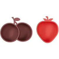 OYOY Snackschalen - 2er-Pack - Silikon - Strawberry & Cherry - K - - One Size - Schüsseln