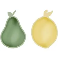 OYOY Snackschalen - 2er-Pack - Silikon - Lemon & Pear - Yellow/G - - One Size - Schüsseln