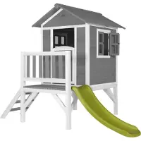 Axi Lodge XL Speelhuis Cool Grijs - Limoen groene Glijbaan