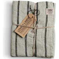 Lovely Linen Misty Theedoek - Keukenhanddoeken Linnen Black Stripe - TL0898