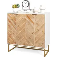 Costway Sideboard met 2 deuren, keukenkast met plank, buffetkast modern met metalen poten, opbergkast voor keuken, eetkamer, woonkamer, 80 x 40 x 80 cm