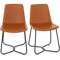 Costway Eetkamerstoelen Set van 2, keukenstoelen bekleed met kunstleer met metalen poten, accentstoelen zonder armleuningen, belastbaar tot 150 kg, gestoffeerde stoelen voor eetkamer, woonkamer, bruin