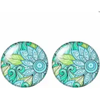 Charme Bijoux Oorbellen -Turquoise -Cabochon -14 mm-