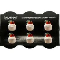 Almina Dessertschalen - Muffinvorm - Set van 6 stuks - Porselein - Geribbeld - Wit