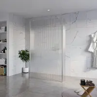 FortiFura Galeria Vrijstaande Inloopdouche - 120x200cm - Helder geribbeld - antikalk - 8mm veiligheidsglas - 2 zijwanden 30cm - wandsteunen en hoekprofielen - Geborsteld RVS PVD (RVS) SW927769