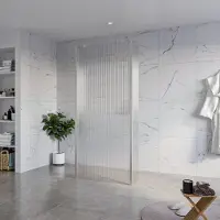 FortiFura Galeria Vrijstaande Inloopdouche - 90x200cm - Helder geribbeld - antikalk - 8mm veiligheidsglas - 2 zijwanden 30cm - wandsteunen en hoekprofielen - Geborsteld RVS PVD (RVS) SW927769