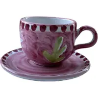 Piccola Home Amalfi Cappuccinokopje Met Schotel Roze - Koffiekopjes Keramiek Pink - TZTDB--A-RO-SM