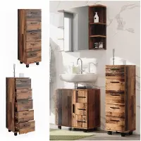 Vicco Ilias Halfhoge kast – 30 x 95 cm met 5 laden Eiken rustiek
