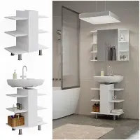 Vicco Wastafelonderkast Fynn Wit 60 x 70 cm met 6 legplanken, Model 49994
