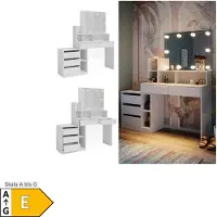 Vicco Kaptafel Anja Wit 139.8 cm met spiegel en LED-lichtslinger, Model 41333