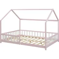 En.casa Kinderbed Hesel huisbed met uitvalbeveiliging 140x200 cm roze []