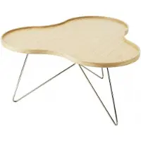 Swedese Flower mono tafel 84 x 90cm eikenhout natuur, 45cm, verchroomd onderstel
