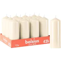 Bolsius - Gladde Stompkaarsen - 12 stuks - Ivoor - 15 cm - 42 branduren
