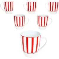 MamboCat Set van 6 SPLIT ROT porseleinen koffiemokken voor 6 personen
