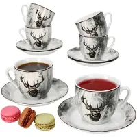 MamboCat Set van 6 koffiekopjes schotels ALOIS porselein 6 personen