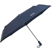 BOSS Marineblauwe zakparaplu met monogrammen