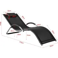 SoBuy Tuinstoel - Ligstoel Zwart - 63x66x172cm - OGS38-SCH