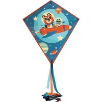 Djeco vlieger Rocket - kleurrijke kindervlieger met opbergtas.
