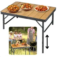 Cheqo Klapbare Bamboe Campingtafel - Inklapbare Camping Tafel - Balkontafel - Tuintafel - Lichtgewicht en Opvouwbaar - Aluminium Frame