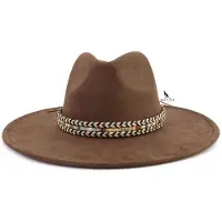 San vitale - Fedora Hoed Bruin - Festival - Stijlvol - Verstelbare pasvorm - One Size Fits Most - 55-58cm - Faux Suede - Bruin
