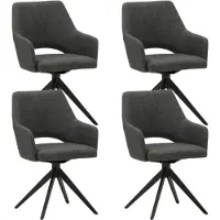 Dimehouse Set van 4 Draaibare Eetkamerstoelen Sid Antraciet Stof - Met Armleuningen - Stof - Modern