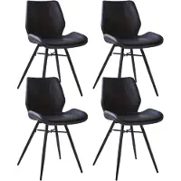 Dimehouse Set van 4 Eetkamerstoelen Beau Industrieel Zwart Kunstleer - Zonder Armleuningen - Kunstleer - Industrieel