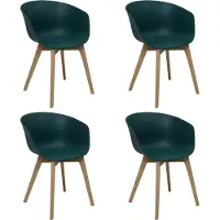 Dimehouse Set van 4 Eetkamerstoelen Herning Scandinavisch Groen – Kunststof en Beukenhout - Kunststof - Scandinavisch & Basic