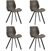 Dimehouse Set van 4 Eetkamerstoelen Industrieel Groen Kunstleer Barry - Zonder Armleuningen - Kunstleer - Industrieel