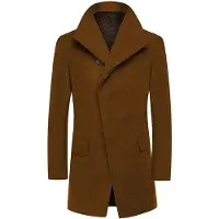 Allthemen Heren Lange Mantel Wollen Winterjas - Slim Fit Jas - XS
