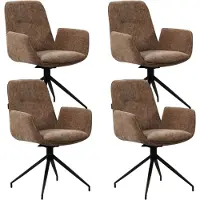 Dimehouse Set van 4 Draaibare Eetkamerstoelen Nela Chenille Taupe - Met Armleuningen - Chenille - Design