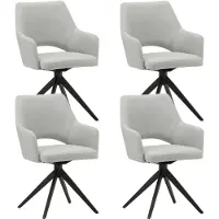 Dimehouse Set van 4 Draaibare Eetkamerstoelen Sid Lichtgrijs Stof - Met Armleuningen - Stof - Modern