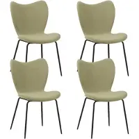 Dimehouse Set van 4 Eetkamerstoelen Sia Groen Bouclé Stof - Zonder Armleuningen - Stof - Scandinavisch & Basic