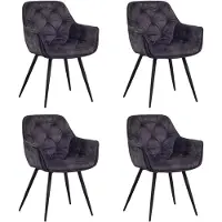 Dimehouse Set van 4 Eetkamerstoelen Velvet Antraciet Stof Audrey - Met Armleuningen - Velvet - Industrieel