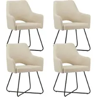Dimehouse Set van 4 Eetkamerstoelen Suzy Beige Stof - Met Armleuning - Stof - Modern