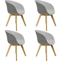 Dimehouse Set van 4 Eetkamerstoelen Herning Scandinavisch Grijs – Kunststof en Beukenhout - Kunststof - Scandinavisch & Basic