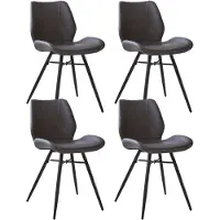 Dimehouse Set van 4 Eetkamerstoelen Beau Industrieel Antraciet Kunstleer - Zonder Armleuningen - Kunstleer - Industrieel