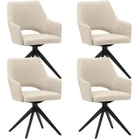 Dimehouse Set van 4 Draaibare Eetkamerstoelen Sid Beige Stof - Met Armleuningen - Stof - Modern
