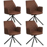 Dimehouse Set van 4 Draaibare Eetkamerstoelen Novan Industrieel Bruin Stof – 180° Draaibaar - Stof - Industrieel