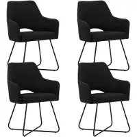 Dimehouse Set van 4 Eetkamerstoelen Suzy Zwart Stof - Met Armleuning - Stof - Modern