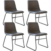 Dimehouse Set van 4 Industriële Eetkamerstoelen Mark Antraciet Kunstleer - Zonder Armleuningen - Kunstleer - Industrieel