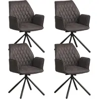 Dimehouse Set van 4 Draaibare Eetkamerstoelen Novan Industrieel Antraciet Stof – 180° Draaibaar - Stof - Industrieel