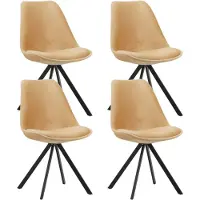 Dimehouse Set van 4 Eetkamerstoelen Jace Velvet Beige - Zonder Armleuningen - Stof - Design