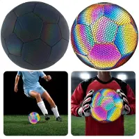 Cheqo Lichtgevende Holografische Voetbal - Glow in the Dark Voetbal - Reflecterende Bright Voetbal - Maat 5 - Ideaal voor Avondwedstrijden - Halogeen Effect