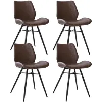 Dimehouse Set van 4 Eetkamerstoelen Beau Industrieel Taupe Kunstleer - Zonder Armleuningen - Kunstleer - Industrieel